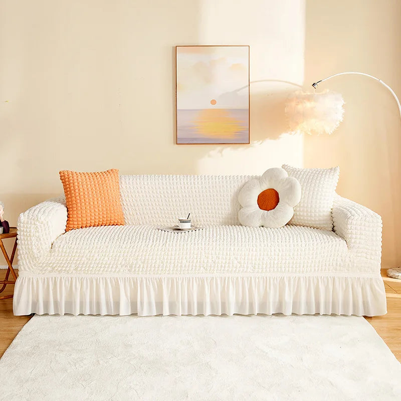 1/2/3/4 Seater Seersucker Sofa Slipcover High Stretch Couch Cover Thick Corner Sofa Protector Elastic Corner Couch Covers